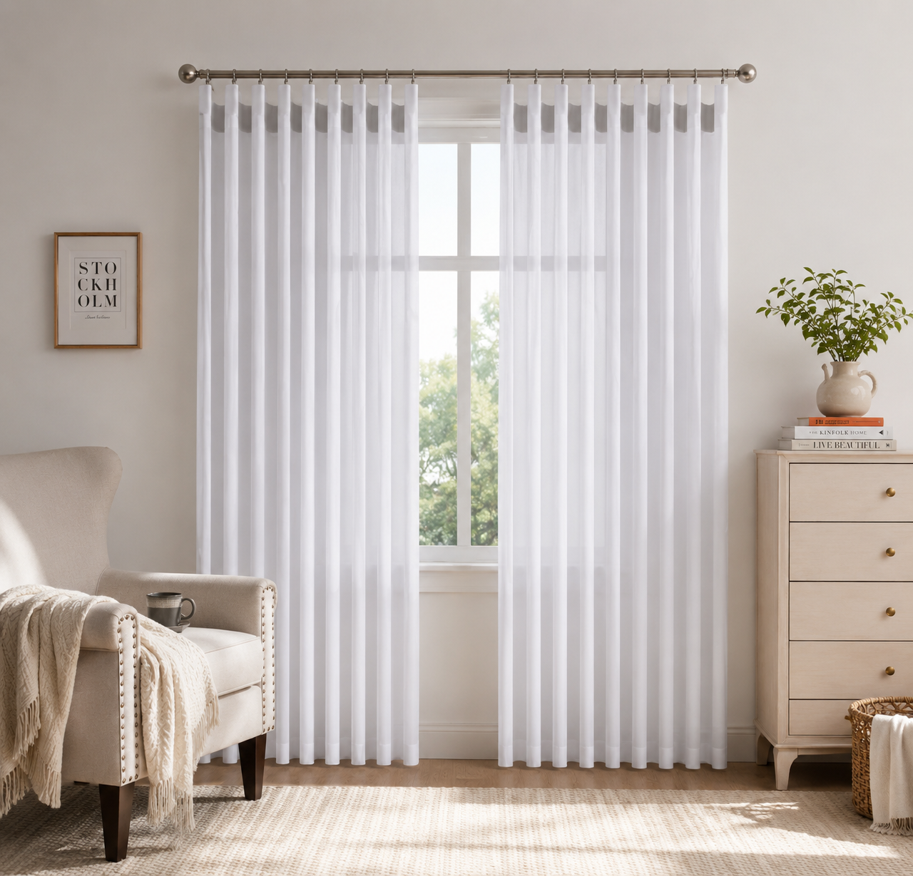 Κουρτίνα Λευκή με Κρίκους 200x150cm Α6045