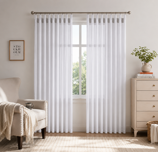 Κουρτίνα Λευκή με Κρίκους 200x150cm Α6045